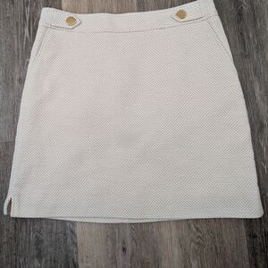Ann Taylor Cream Textured Mini Skirt with Gold Buttons